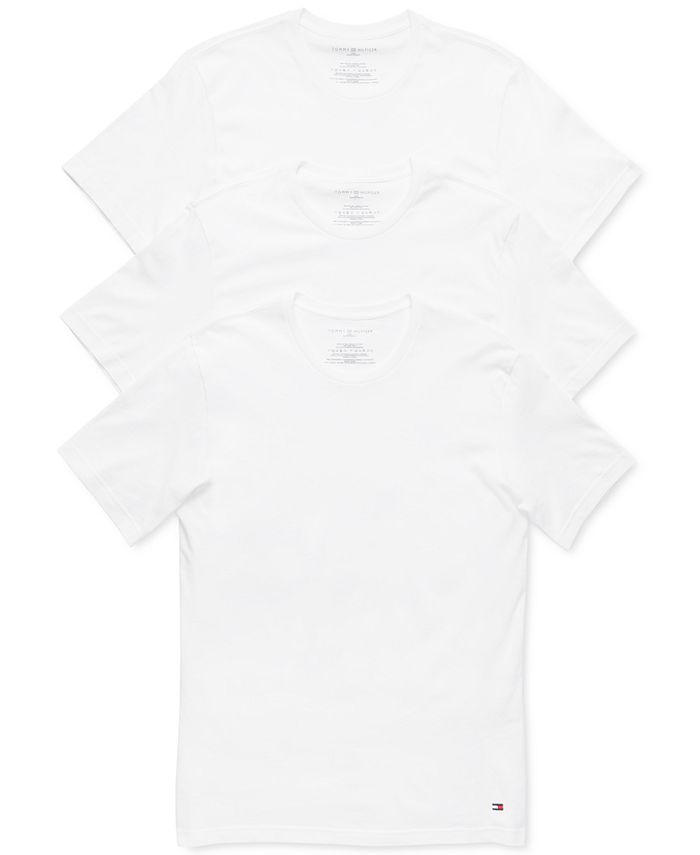 Tommy Hilfiger Camiseta Masculina Classic Cotton, Pacote com 3, Branca, Tamanho Pequeno
