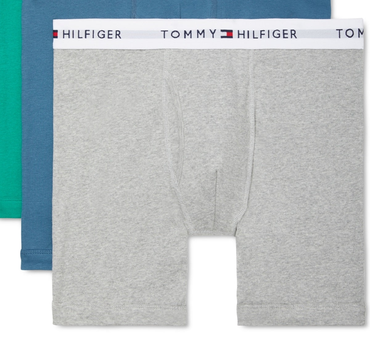 Cuecas Boxer Tommy Hilfiger Masculinas Classic Cotton, Pacote com 3, Verde, Tamanho Grande