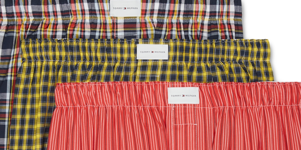 Tommy Hilfiger Boxers Masculinos Clássicos Estampados de Algodão Popeline Azul Tamanho GG