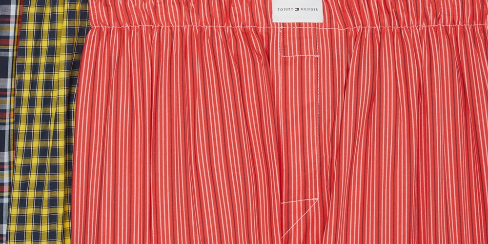 Tommy Hilfiger Boxers Masculinos Clássicos Estampados de Algodão Popeline Azul Tamanho GG