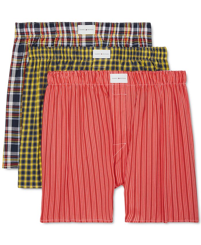 Tommy Hilfiger Boxers Masculinos Clássicos Estampados de Algodão Popeline Azul Tamanho XXL