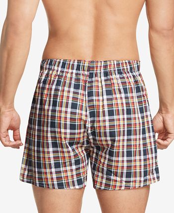 Tommy Hilfiger Boxers Masculinos Clássicos Estampados de Algodão Popeline Azul Tamanho XXL
