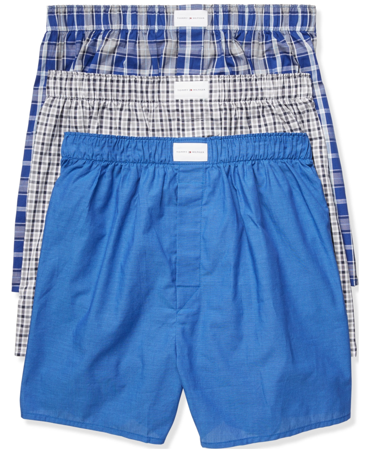 Tommy Hilfiger Boxers Masculinos Clássicos Estampados de Algodão Popeline Azul Tamanho XXL