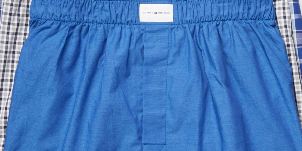 Tommy Hilfiger Boxers Masculinos Clássicos Estampados de Algodão Popeline Azul Tamanho XXL