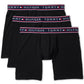 Cuecas boxer masculinas Tommy Hilfiger, pacote com 3, elásticas e absorventes de umidade, pretas, tamanho médio