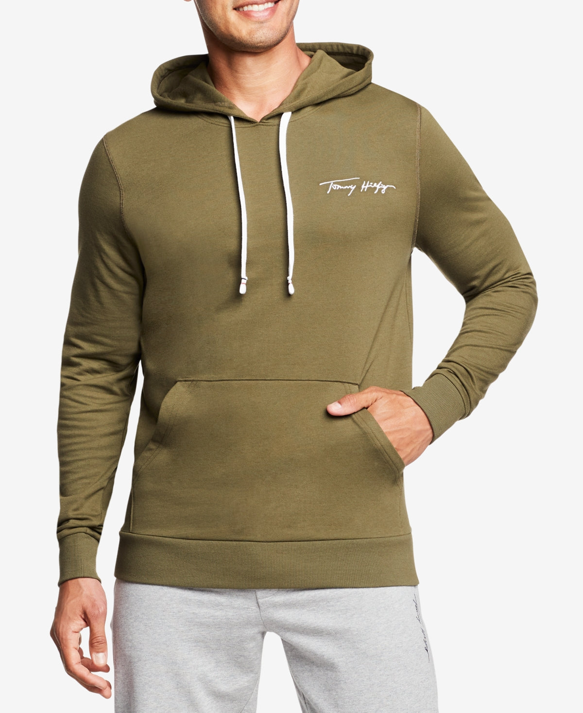 Tommy Hilfiger Moletom Masculino Modern Essentials Brushed Back Fleece Lounge Verde Tamanho Médio