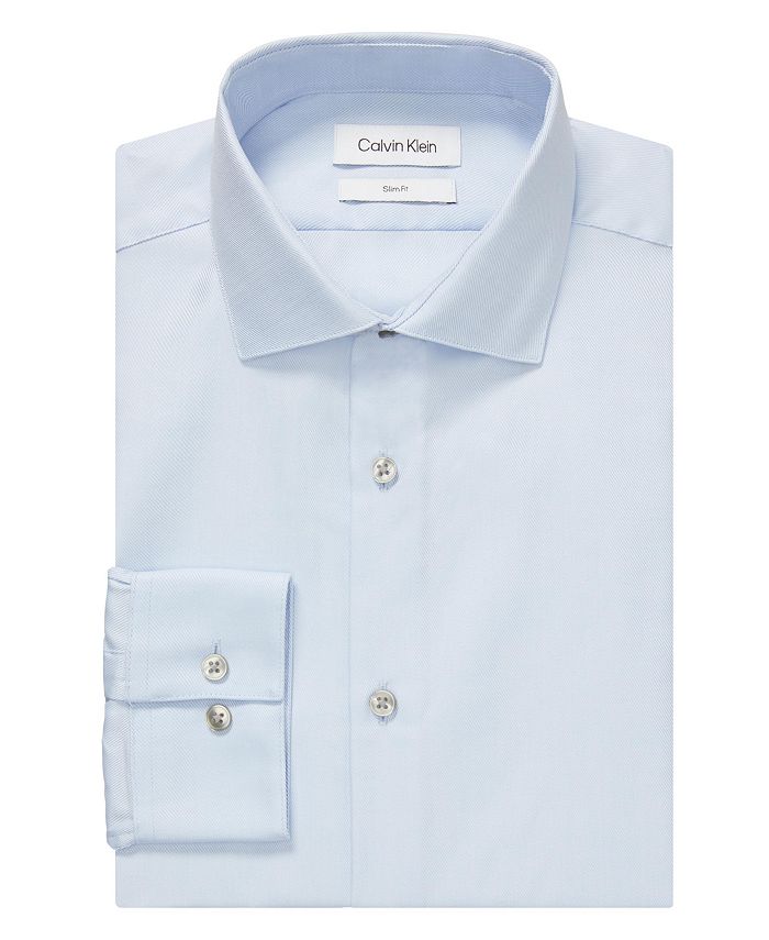 Camisa social Calvin Klein Slim Fit Masculina Antirrugas Espinha de Peixe Azul Tamanho 32X33