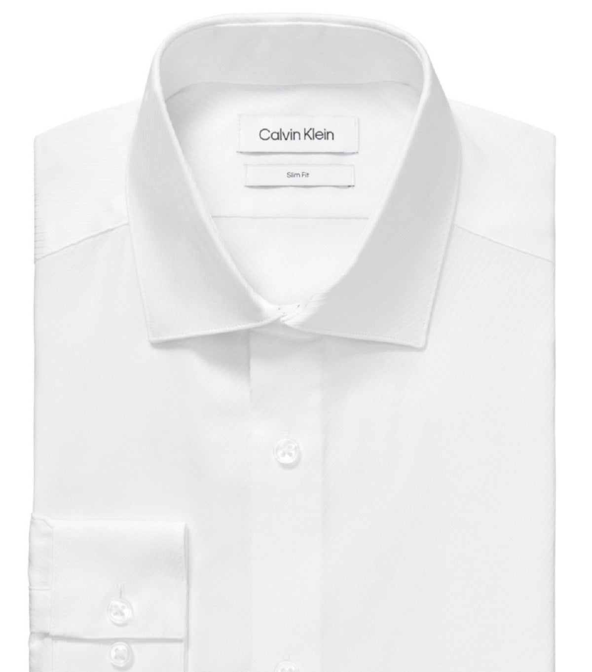 Camisa social Calvin Klein masculina Steel Slim Fit sem vincos e sem espinha de peixe, branca, tamanho 15,5 x 32 x 33