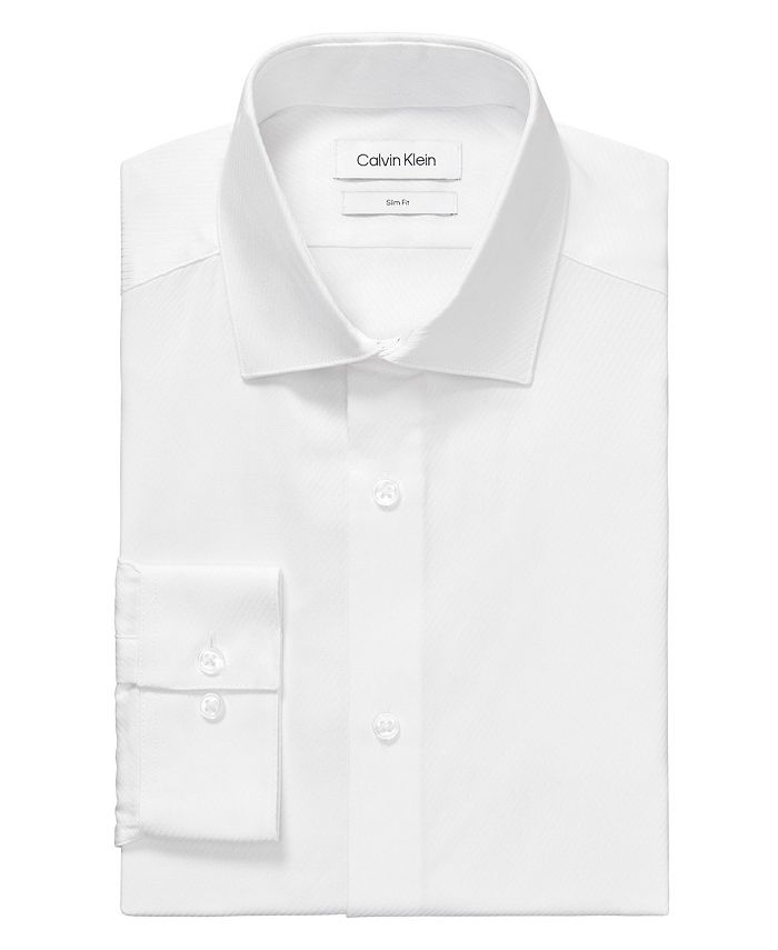 Camisa social Calvin Klein Slim Fit Masculina Antirrugas Espinha de Peixe Branca Tamanho 16X34X35