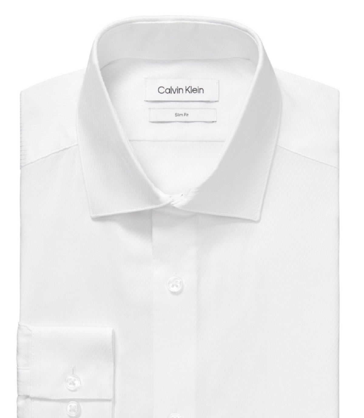 Camisa social masculina Calvin Klein Steel Slim Fit sem vincos e sem espinha de peixe, branca, tamanho 17,5 x 34 x 35