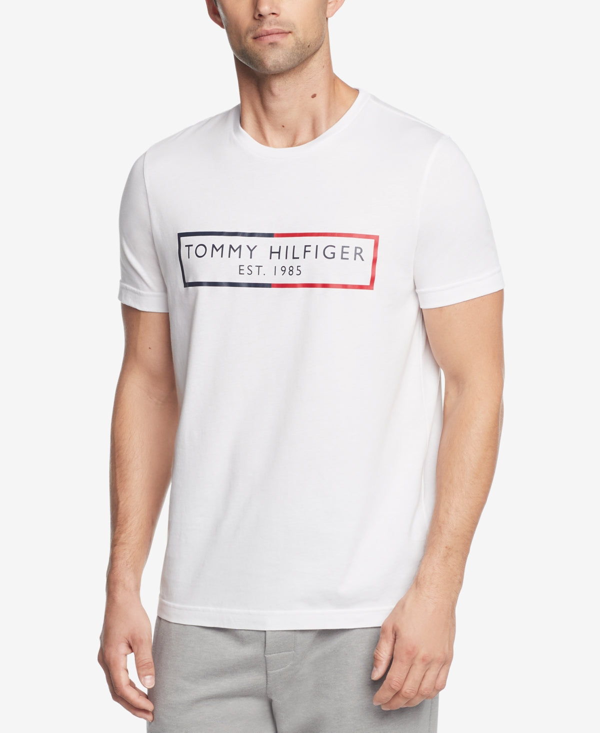 Camiseta Tommy Hilfiger Masculina Modern Essentials Logo Graphic Branca Tamanho Grande