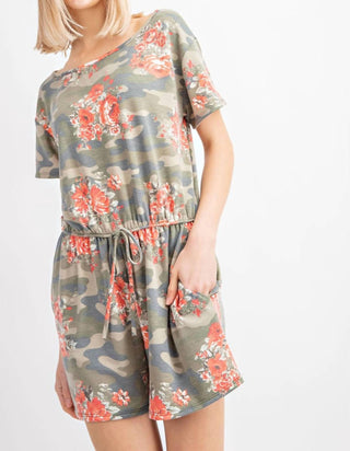 143 Story - Macacão com estampa floral camuflada e bolso lateral