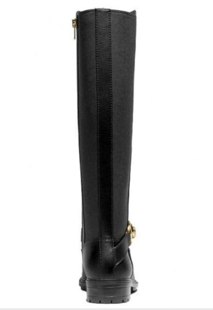 Botas de couro Coach Farrah femininas, pretas, tamanho 7 B