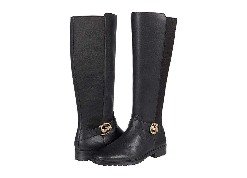 Botas de couro Coach Farrah femininas, pretas, tamanho 7 B