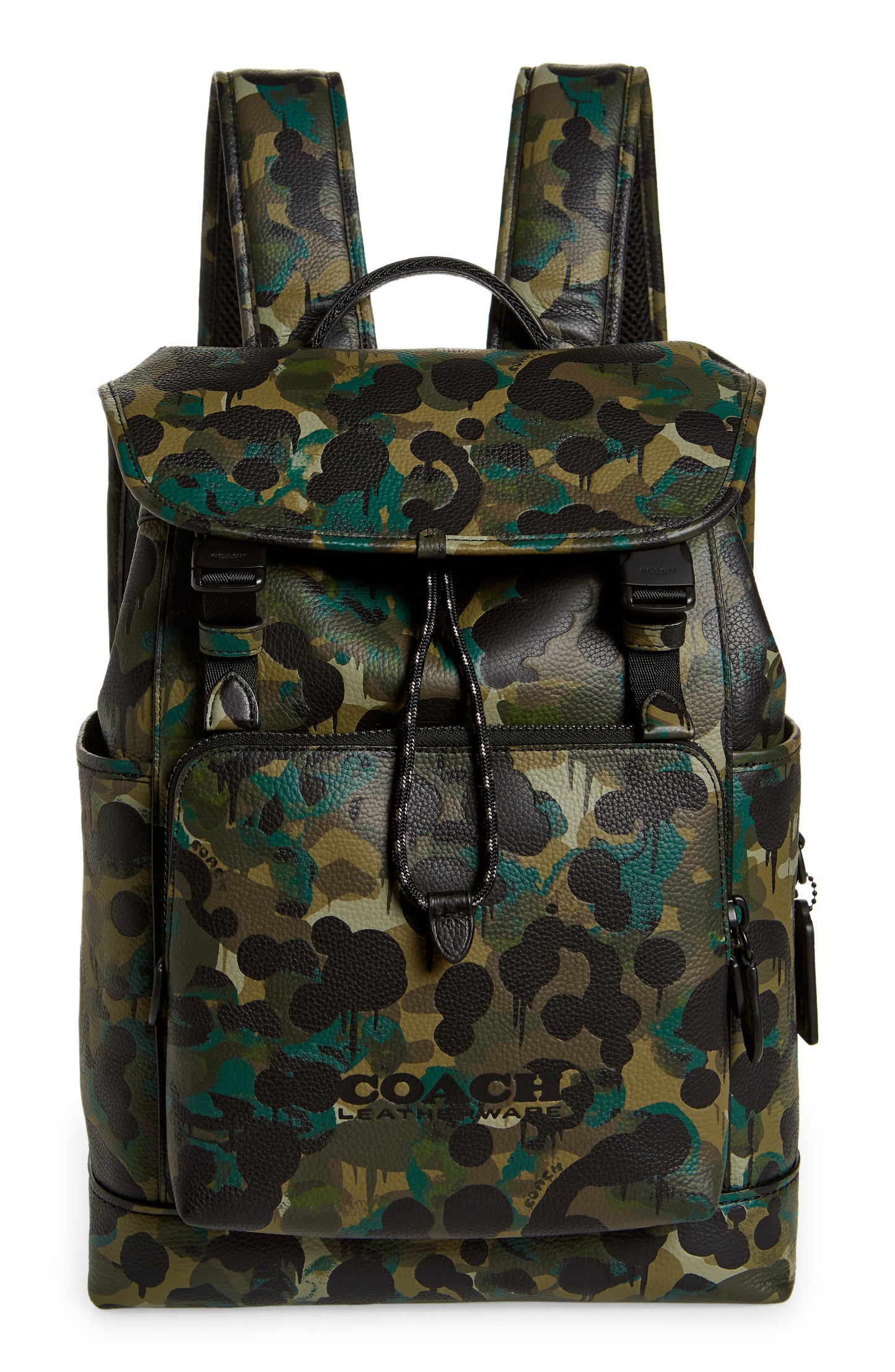 Mochila Coach Masculina League Camo Print Couro Verde Tamanho Regular