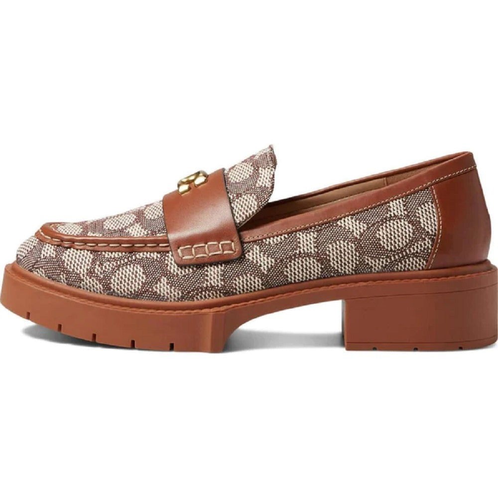Coach Mocassim Leah Texturizado Jacquard Feminino Marrom Tamanho 5,5 B