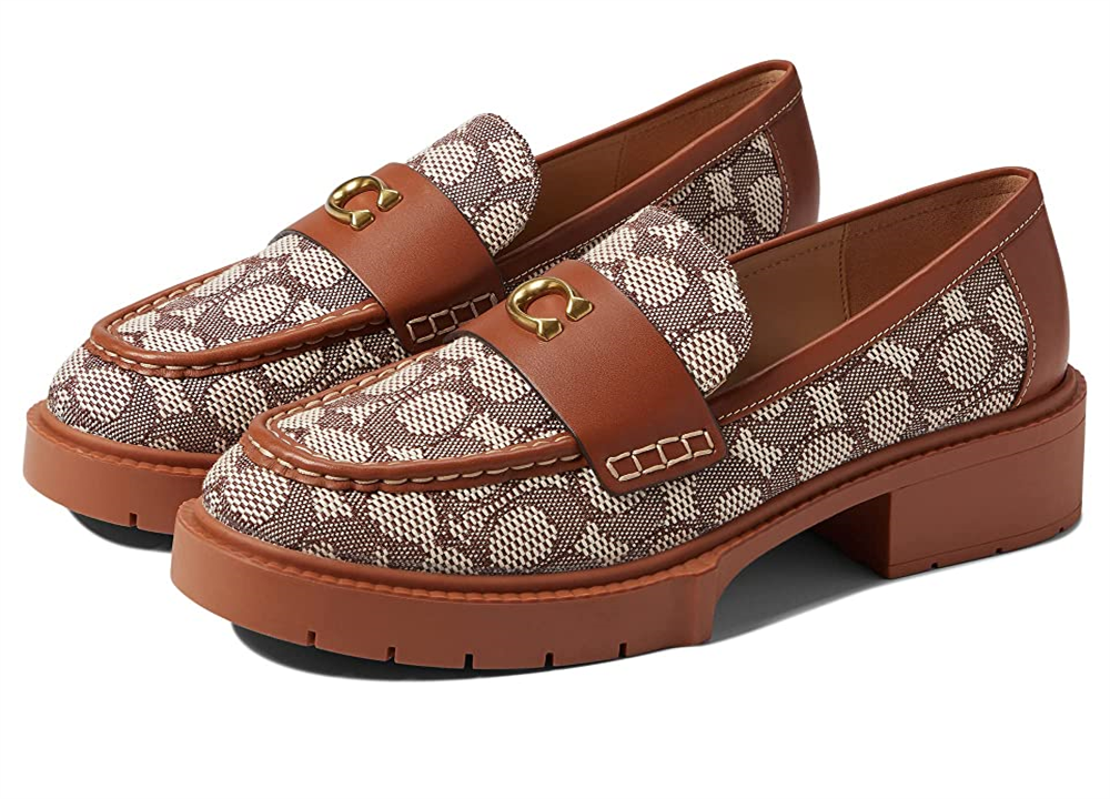 Coach Mocassim Leah Texturizado Jacquard Feminino Marrom Tamanho 5,5 B
