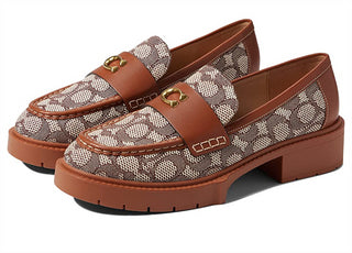 Coach Women's Leah Textured Jacquard Loafer Brown Size 5.5 B