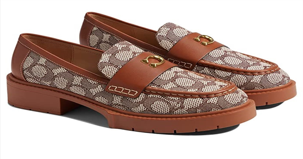 Coach Mocassim Leah Texturizado Jacquard Feminino Marrom Tamanho 7 B