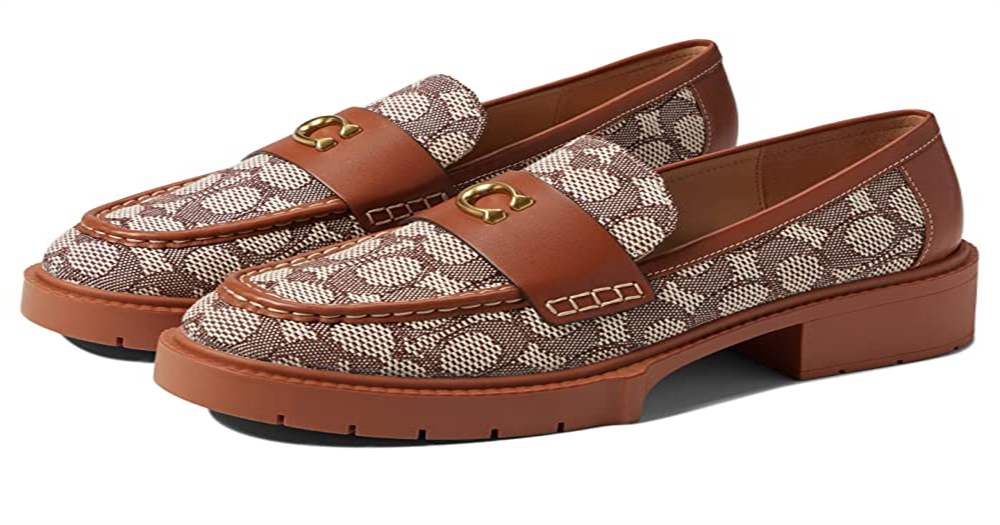 Coach Mocassim Leah Texturizado Jacquard Feminino Marrom Tamanho 7 B