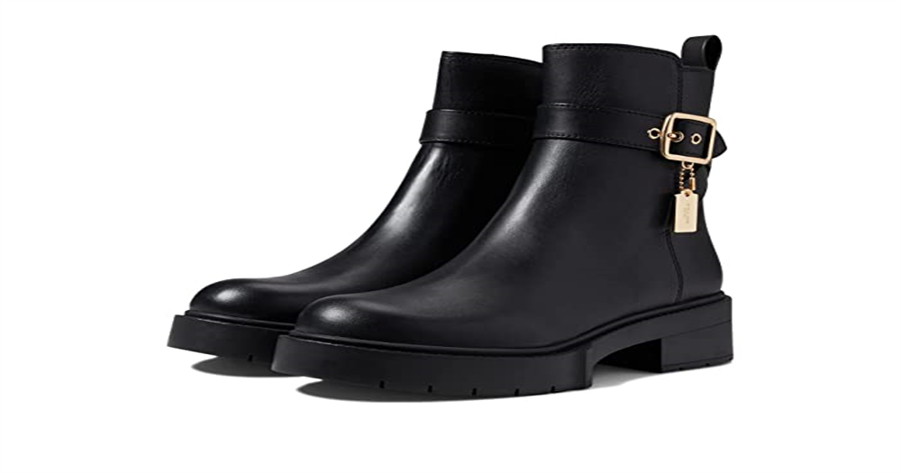 Bota Coach Lacey Leather Feminina Preta Tamanho 7