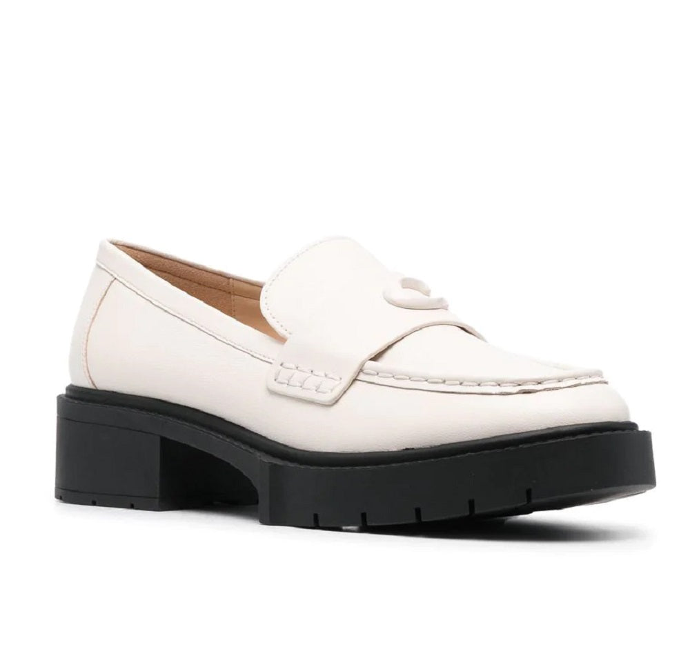 Coach Leah Leather Loafer Feminino Branco Tamanho 8 B