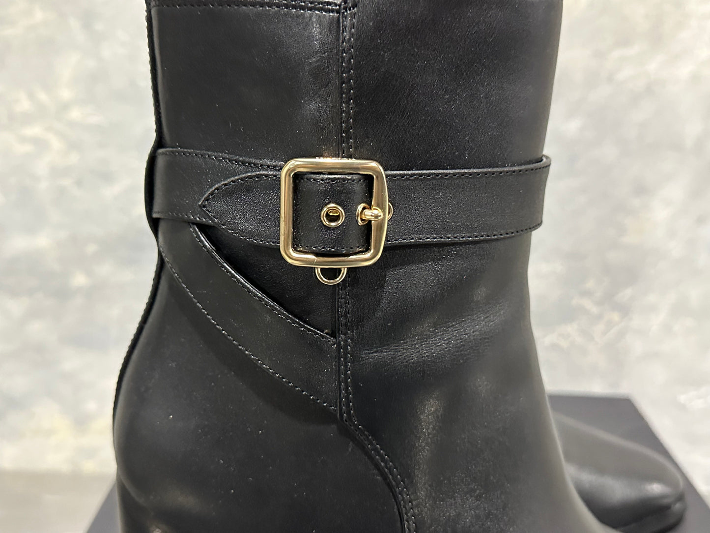 Bota Coach Olivia de couro feminina, preta, tamanho 9 B