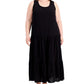 Vestido longo de algodão texturizado Calvin Klein feminino, preto, tamanho 2X
