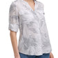 Camisa Calvin Klein Feminina Estampada Paisley Cinza Tamanho P