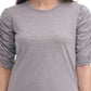 Blusa Calvin Klein Feminina de Algodão com Mangas Franzidas Cinza Tamanho Médio