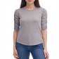 Blusa Calvin Klein Feminina de Algodão com Mangas Franzidas Cinza Tamanho Médio
