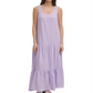 Vestido longo Calvin Klein feminino de gaze lisa com camadas, roxo, tamanho GG