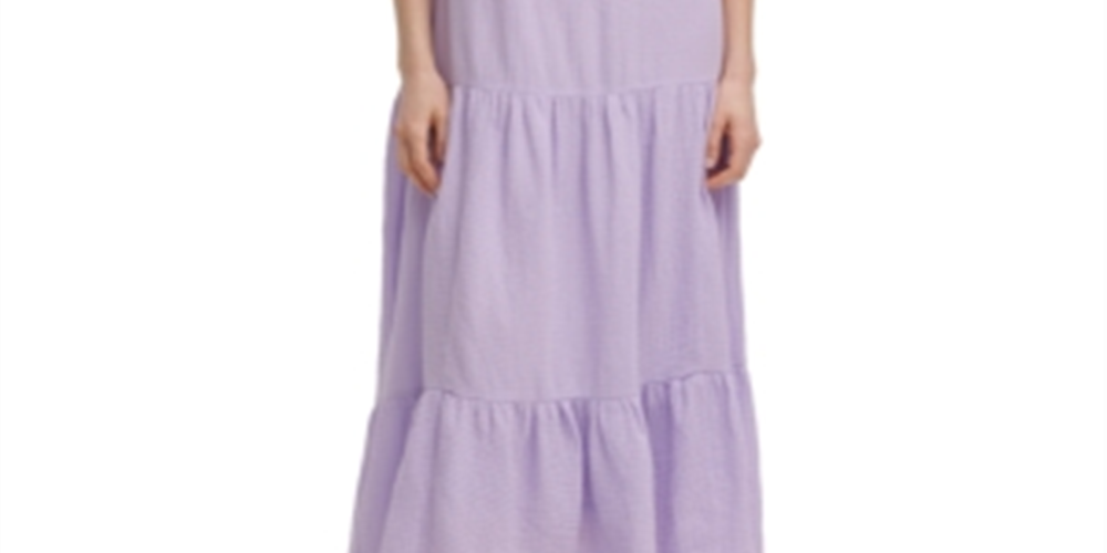 Vestido longo Calvin Klein feminino de gaze lisa com camadas, roxo, tamanho GG