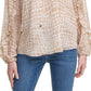 Blusa Calvin Klein Feminina Estampada Manga Longa com Babados Marrom Tamanho X-G