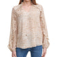 Blusa Calvin Klein Feminina Estampada Manga Longa com Babados Marrom Tamanho X-G