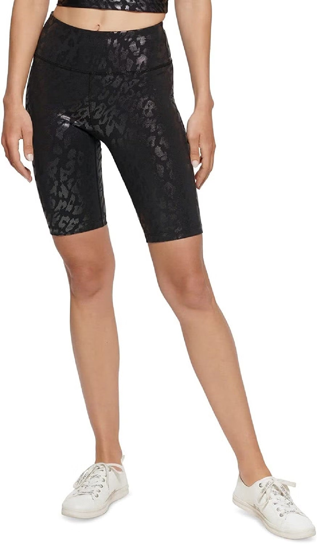 Calvin Klein Shorts de Ciclismo Feminino Performance Estampado Preto Tamanho P