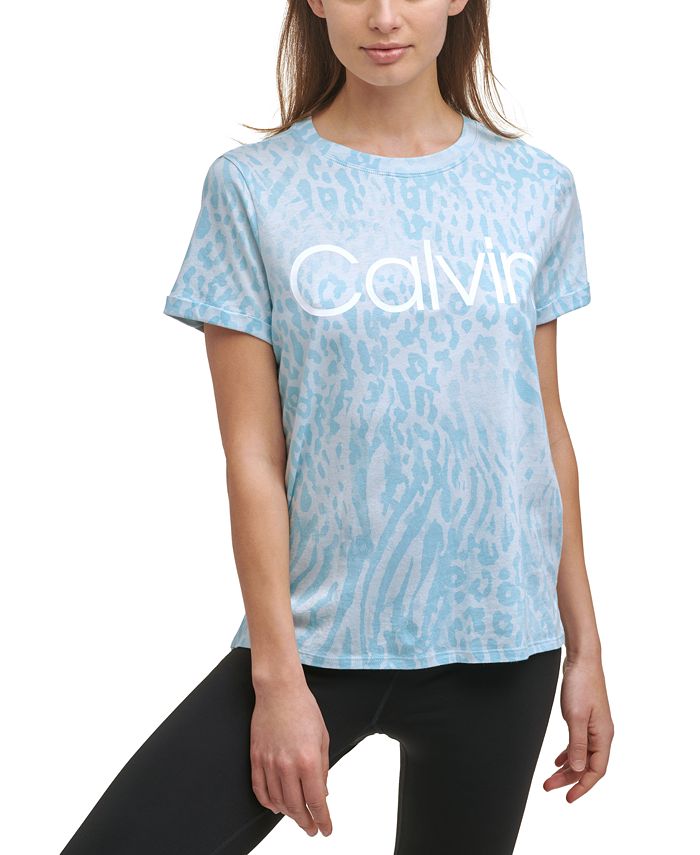 Blusa Calvin Klein Feminina Estampada Azul Tamanho Médio
