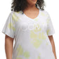 Camiseta Calvin Klein Feminina Stretch Manga Curta Gola V Amarela Tamanho 2X