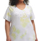 Camiseta Calvin Klein Feminina Stretch Manga Curta Gola V Amarela Tamanho 2X