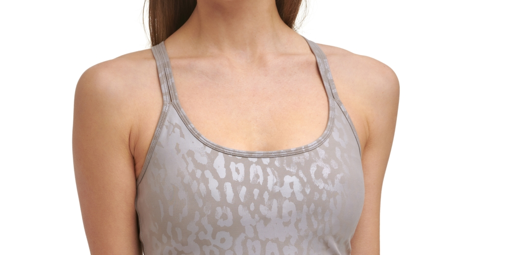 Calvin Klein Regata Feminina Performance Estampada com Alças nas Costas Marrom Tamanho Grande