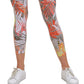 Calça legging feminina estampada de cintura alta, marrom, tamanho grande