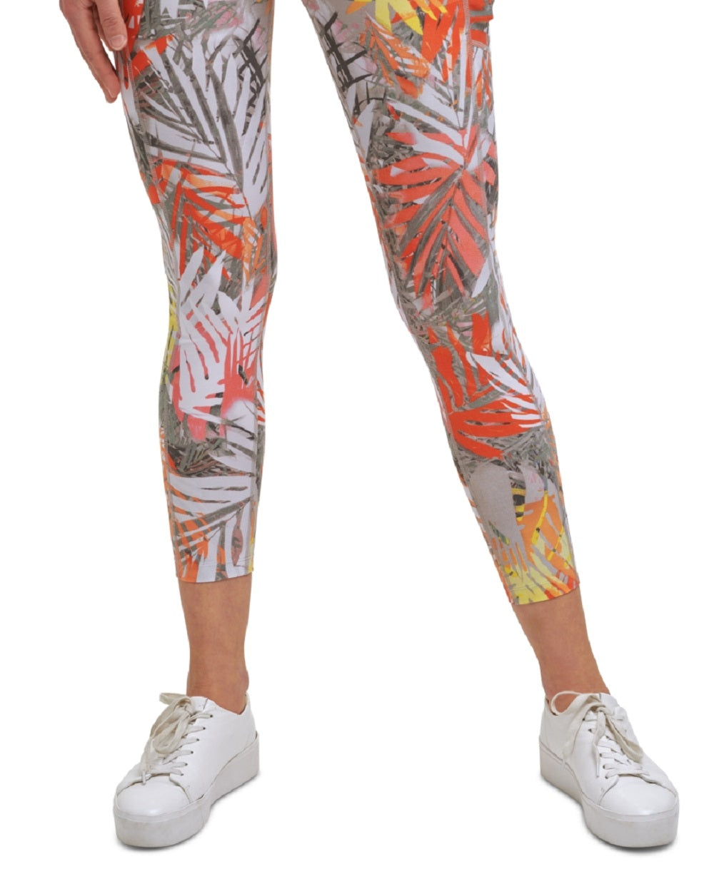 Calça legging feminina Calvin Klein Performance com estampa de cintura alta, marrom, tamanho médio