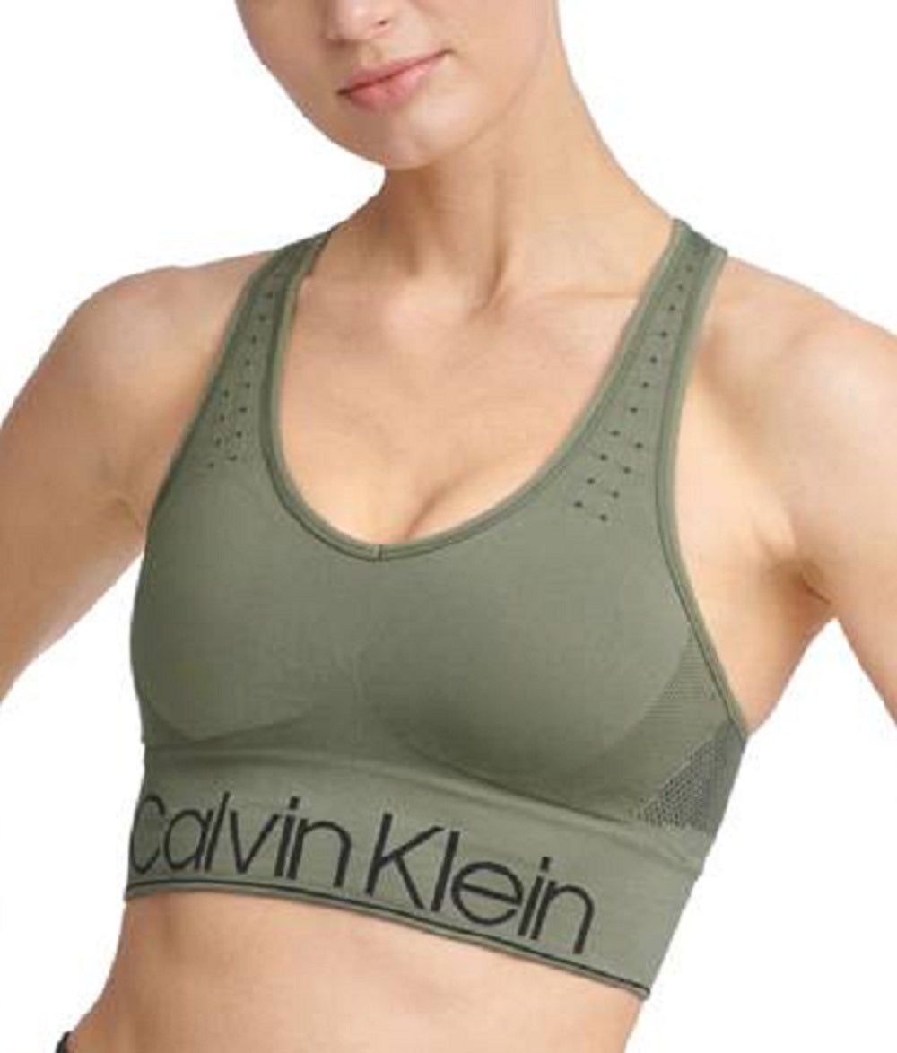 Sutiã esportivo Calvin Klein feminino de impacto médio, verde, tamanho extrapequeno