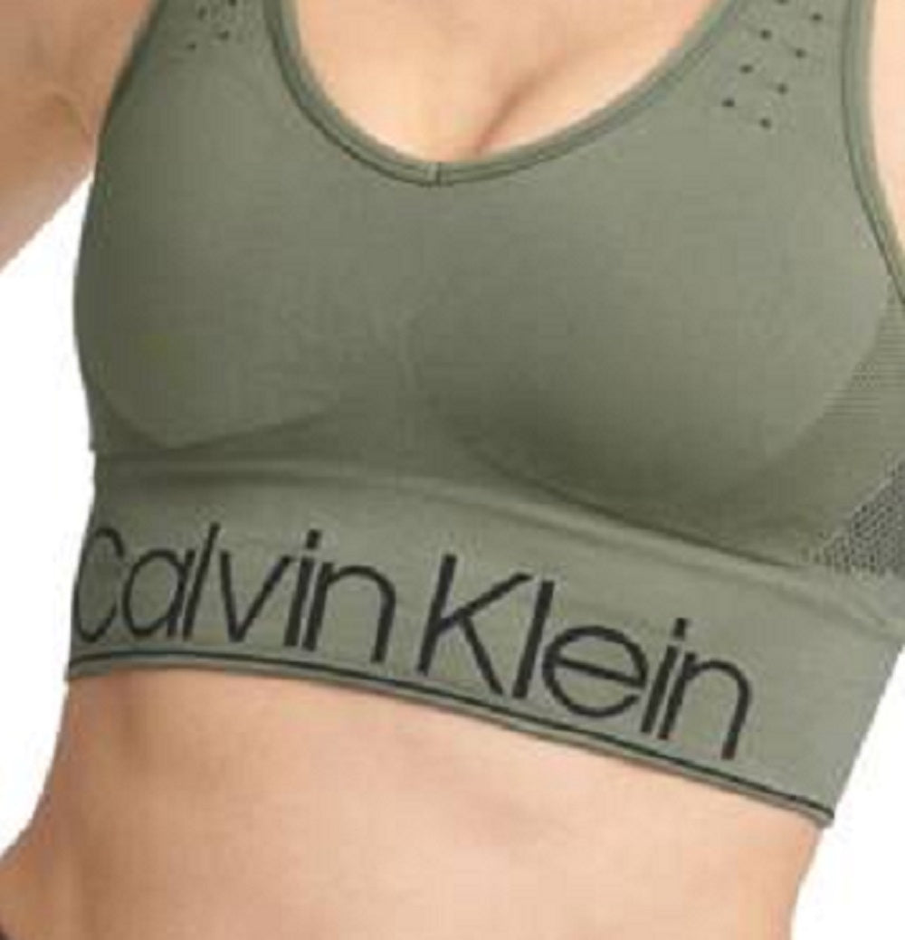 Sutiã esportivo Calvin Klein feminino de impacto médio, verde, tamanho extrapequeno