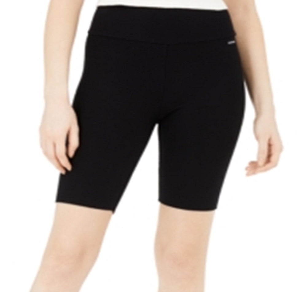 Calvin Klein Shorts Feminino Cintura Alta Canelado Ciclismo Preto Tamanho P