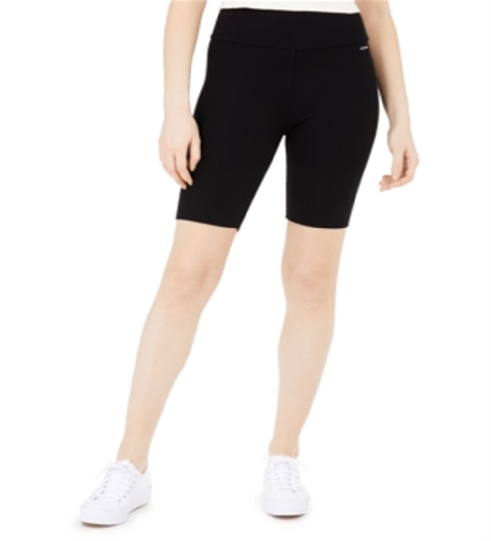 Calvin Klein Shorts Feminino Cintura Alta Canelado Ciclismo Preto Tamanho P