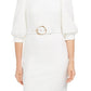 Vestido Calvin Klein Feminino Manga Balão Cinto Bainha Branco Tamanho 8