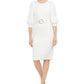 Vestido Calvin Klein Feminino Manga Balão Cinto Bainha Branco Tamanho 8