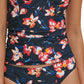 Tommy Hilfiger Tankini Feminino Floral Removível Copas Amarradas Franzido Decote V Profundo Halter Top de Maiô Azul Tamanho Médio