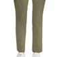 Calça feminina Calvin Klein Stretch com zíper e bolsos, cintura média, justa, perna reta, verde, tamanho 12